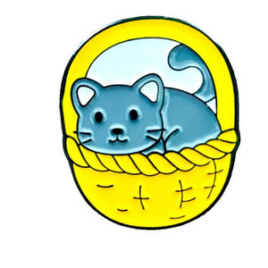 High Quality Cat in a Basket Unisex Enamel Pin, NWT